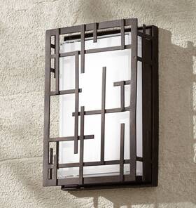 Lva0018a-wl-s Possini Euro Design Modern Outdoor Wall Light Fixture Led Bronze Lines 9 1/4 Inch For Exterior House