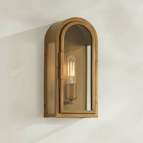 T5218 Possini Euro Design Alys 13 Inch High Aged Brass Outdoor Wall Light