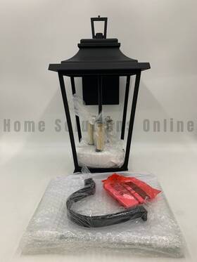 6008914 Pottery Barn Hirsch 3 Light Outdoor Metal Sconce Black Medium 23 Inch #3002e