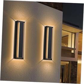 Professional Lighting Manufacturer 761857195539 12in Modern Led Outdoor Wall Lights Dimmable Black Exterior Sconce