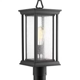 Progress Lighting 445029450420 Endicott Collection 1-light Textured Black Clear Seeded Glass Craftsman Outdoor