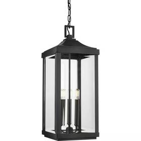 Progress Lighting 445030794711 Gibbes Street Collection 3-light Textured Black Clear Beveled Glass New Traditio