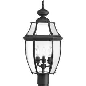 Progress Lighting 445047169144 New Haven Collection 3-light Textured Black Clear Beveled Glass Traditional