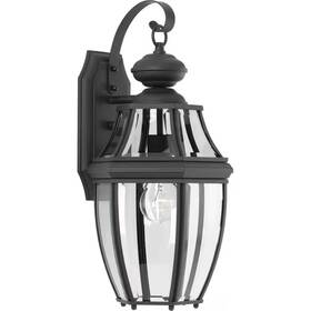 Progress Lighting 726084788268 New Haven Collection 1-light Textured Black Clear Beveled Glass Traditional
