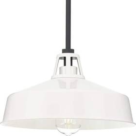 P550116-030 Progress Lighting Cedar Springs 1-light White Textured Black Metal Shade Outdoor