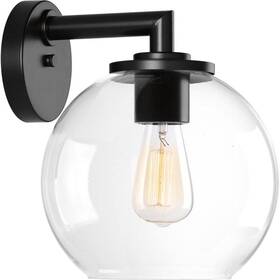 P560092-031 Progress Lighting Globe Lanterns Collection 1-light Matte Black Clear Glass Farmhouse Outdoor Wall