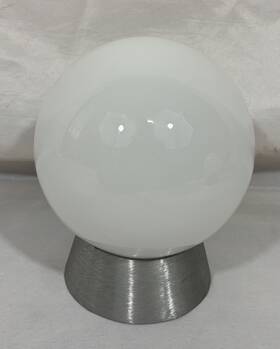 P5616 Progress Lighting Vintage Mid Century Opal Glass Globe Outdoor Porch Ceiling Light Satin Aluminum