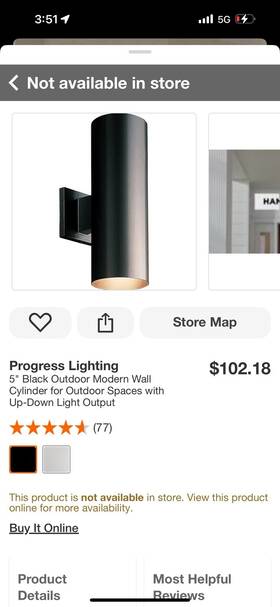 P5675-31 Progress Lighting 5 Inch Black Outdoor Modern Wall Cylinder For Spaces