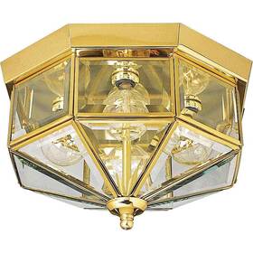 P5789-10 Progress Lighting 4-light Polished Brass Clear Beveled Glass Flush Mount Light