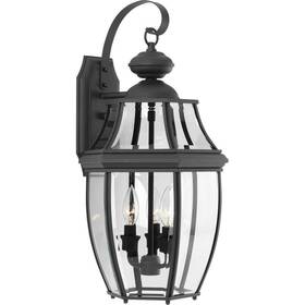 P6612-31 Progress Lighting New Haven Collection 3-light Textured Black Clear Beveled Glass Traditional
