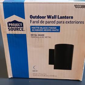0338644 Project Source Dark Sky Outdoor Wall Lantern Matte Black Metal 1-light 7in