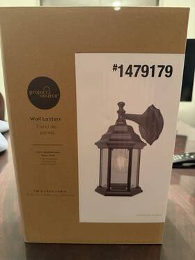 5200101012 Project Source 1479179 Wall Lantern Black Outdoor Clear Beveled Glass