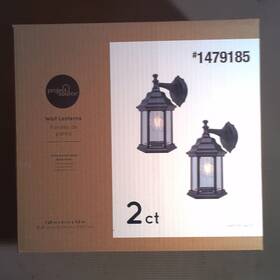1479185 Project Source Wall Lanterns 2 Lights Black Outdoor Hardwired Ul Mounted