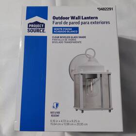 Ows-01 Project Source Outdoor Wall Lantern White Clear Glass Porch Light Fixture