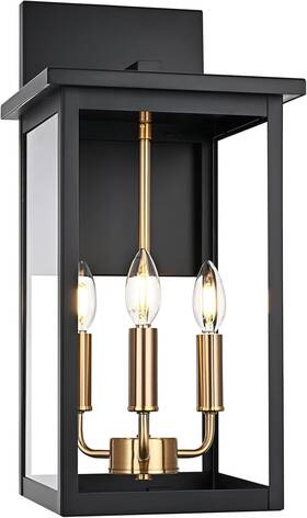 Queeuq-11-7705-3w-bb Queeuq 3 Lights Modern Outdoor Wall Sconce Brass Black Light Queeuq-11-7705-3w-bb Queeuq 3 Lights Modern Outdoor Wall Sconce Brass Black Light