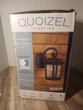 1479117 Quoizel 1479177 Corrigan Wall Lantern Porch Outdoor Light Matte Black Brand New