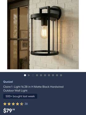 5632039 Quoizel Claire 1-light Outdoor Wall Lantern Matte Black E26 Dimmable Glass
