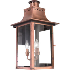 Cm8412ac Quoizel Chalmers 3 Light 23 Inch Aged Copper Outdoor Wall Lantern