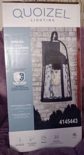 Lws5893c Quoizel New Lighting 16 Inch Amara Black Matte Lantern Light Clear Water Glass Nib