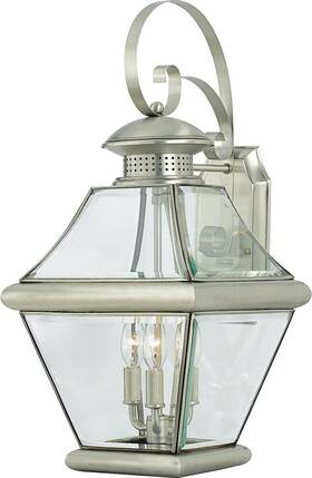 Rj8411p Quoizel Mission Style Rutledge 3-light Outdoor Wall Lantern Pewter