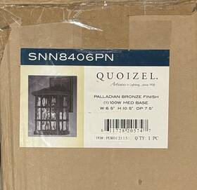 Snn8406pn Quoizel Stonington Outdoor Lantern In Palladian Bronze Finish 1-light
