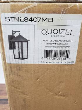Stnl8407mb Quoizel Nib Mottled Black Outdoor Carriage Lantern Light Wall Mount Stnl8407mb Quoizel Nib Mottled Black Outdoor Carriage Lantern Light Wall Mount