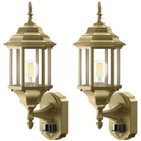 Wh-0019x-wu-2p-gus Redluck 2-pack 16 Inch Motion Sensor Outdoor Lights Dusk-to-dawn Waterproof Gold