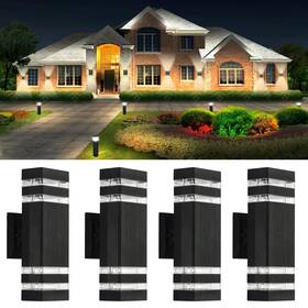 B-12w Rgzzup Malcolm 4 Packs 14w 12inch Led Square Up&down Wall Lights 4000k Day White Outdo