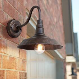 R-9666 Riigoog Outdoor Wall Light 9.8 Inch Iron Art Gooseneck Lanterns E26 Retro