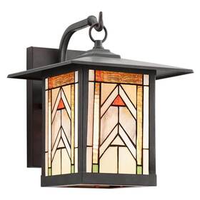 20209 River Of Goods Foss 1-light Oil Rubbed Bronze Outdoor Stained Glass Wall Lantern Sconce