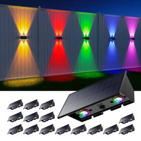 Ro0616-16rgb Roopure 16 Pack Color Changing Solar Up And Down Fence Lights Outdoor Wall Mount Deco