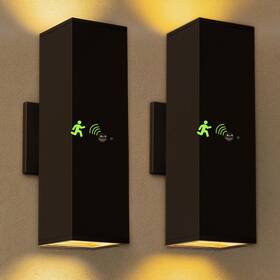 Rosykite Ros1213-pir-2-bn Motion Sensor Outdoor Wall Lights 2-pack Dusk To Dawn 13ftft Up Down Porch 15w Led