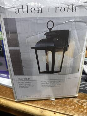 Roth Allen 848507011644 14 Inch Outdoor Latern Matte Black Clear Glass