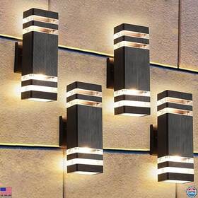 B0c4hdyxqt Rust-oleum 4 Pack Outdoor Up And Down Wall Lights 14w Ip65 3000k 1100lm Warm White
