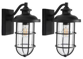 Safavieh 195058427241 Lighting Collection Adelle Black Outdoor Sconce Set Of 2 Light Fixture Led B