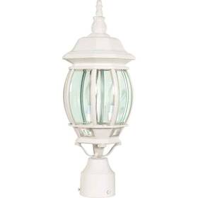 Satco 60/897 Central Park 3-light White Outdoor Post Lantern With Clear Beveled Glass