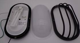 Satco 77/894 Bulkhead 1-light Oval Cage Outdoor Wall Light Black Finish By