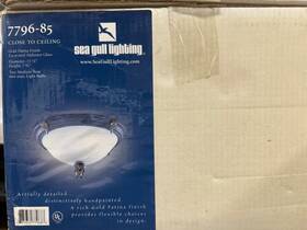 7796-85 Sea Gull Lighting 15.5 Inch 2 Light Close To Ceiling - Gold Patina Finish