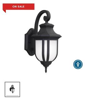 8636301en3-12 Sea Gull Lighting 785652044922 Generation Black Outdoor Wall Lantern Sconce 14 Inch Medium