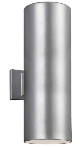 8313902-753 Sea Gull Lighting Transitional Two Light Wall Lantern Cylinders Collection Pewter Silver Finish