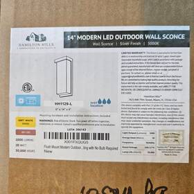 See Details 712038683499 Hamilton Hills 8 Inch Flush Mount Outdoor Light Modern Wall Sconce Silver Read
