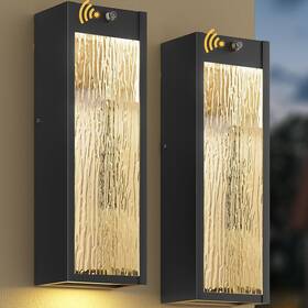 Siafavoi X004pzgzgf New Two 15 Inch Exterior Black Waterproof Outdoor Ripple Glass Wall Sconces