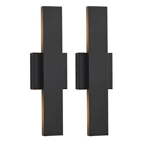 Sionlom 15.7inch 2pack Outdoor Modern Led Wall Light Fixtures Black Linear Exterior Sconces 20