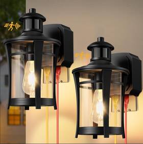 0289-wd-se-gf-2p-bus Slypadan Porch Lights With Outlet 2 Pack Outdoor Motion Sensor Dusk To Dawn Ex