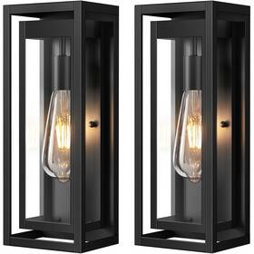 Ak-b06121p-2pkus-ca Slypadan 15 Inch Large Outdoor Wall Lights 2 Pack Matte Black Sconces Mod