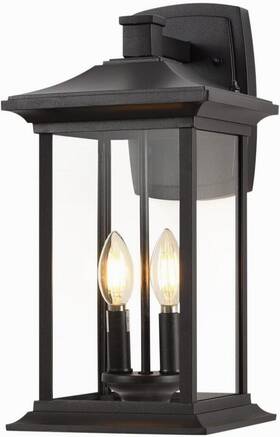 A399-w Smeike Large Outdoor Wall Sconce 16.5 Inch H Black Porch Light Fixture L2