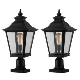 Staykiwi 705353190360 21 Inch 2-light Black Aluminum Traditional Outdoor Weather Resistant Pier Mount L