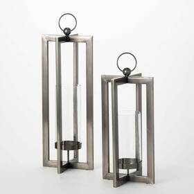 Met2187 Sullivans 18 Inch H And 23.5 Modern Industrial Lantern Set Black
