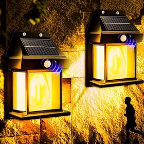 Sunlar 711181672398 Solar-powered Dawn To Dusk Porch Light - 8.2 Inch H Black Outdoor Wall Sconce Motion Sunlar 711181672398 Solar-powered Dawn To Dusk Porch Light - 8.2 Inch H Black Outdoor Wall Sconce Motion