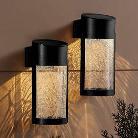 Sunnypark 768443568074 Solar Outdoor Wall Lights Fixture Set Of 2 Porch Crackled Glass Diffus